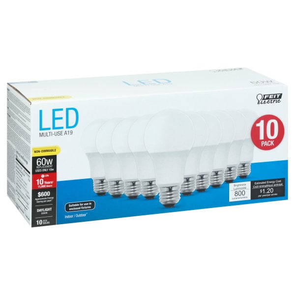 Feit BPA19/CL/DM/800/LED 60W Equivalent A19 Decorative Style LED Light Soft White Feit Electric Company Feit BPA19/CL/DM/800/LED 60W Equivalent A19 Decorative Style LED Light Soft White Feit Electric Company